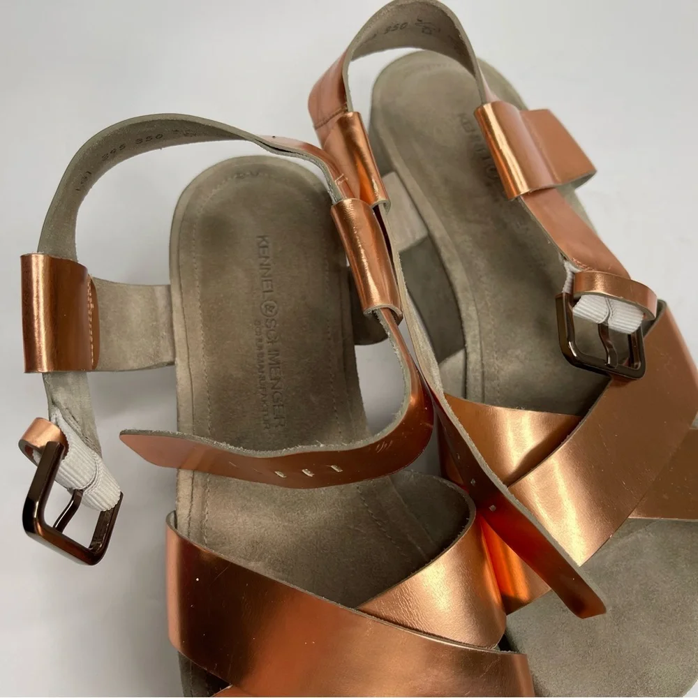 Kennel & Schmenger Rose Gold/Cooper Metallic Platform Sandal Size 8 Designer Y2K